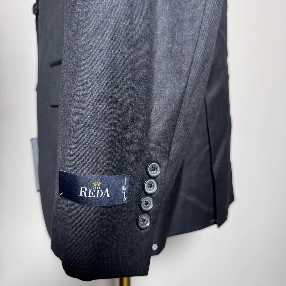 John W. Nordstrom Blazer Mens 42S Charcoal Grey Solid Reda Travel Wool Jacket